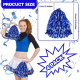 4Pcs Cheerleading Pom Poms for Kids Adults Non-Fading Metallic Streamer Pompoms Cheerleader Hand Flowers Dancing Team Sports