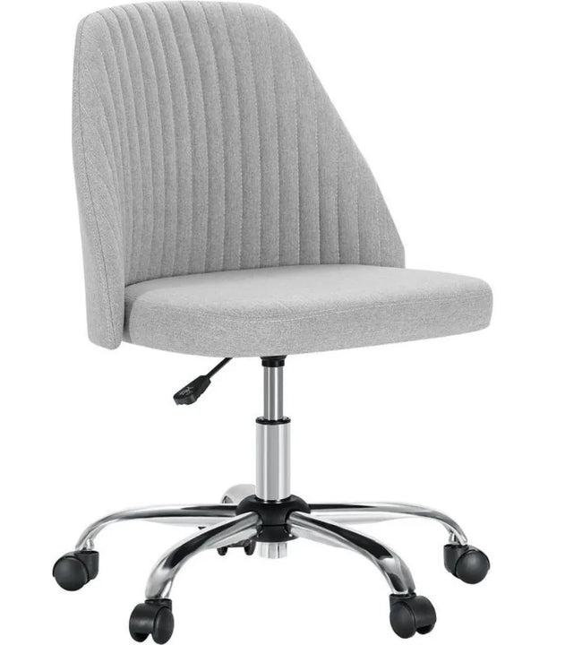 Armless Office Chair Cute Desk Chair, Modern Fabric Home Office Desk Chairs with Wheels Adjustable Swivel Task Computer  Chair