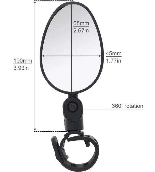 1pcs Bike Rearview Mirror 360° Adjustable Rotatable Handlebar Convex Mirror Safe Wide Angle For Bicycle Cycling Outdoor Sports