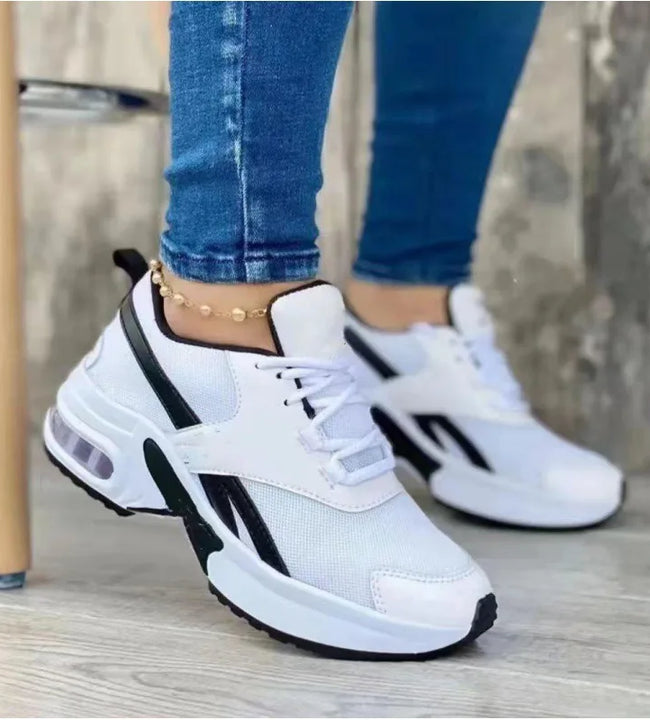 Sneakers 2024 New Fashion Wedge Platform Plus Size Casual Sports Shoes Women Lace-up Mesh Breathable Women's Vulcanized Shoes