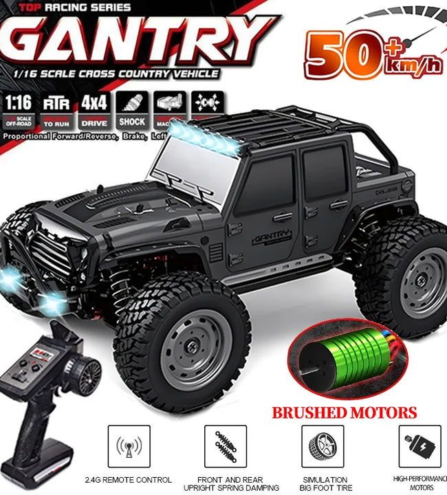 16103 Fast Rc Cars 50km/h 1/16 Off Road 4WD with LED Headlights,2.4G Waterproof Remote Control Monster Truck for Adults and Kids