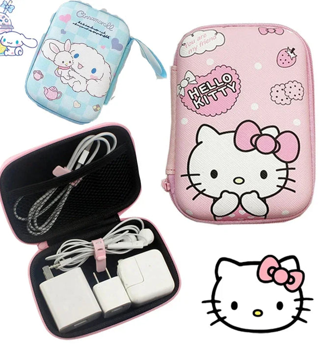 Sanrio Anime Pink Hello Kitty Girls Lipstick Cell Phone Cable Charger Bluetooth Headphone Drop Case Pochacoos Coin Purse