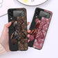 Robot Flowers Bear Case For Samsung Galaxy Z Flip 5 4 3 5G Hard Luxury Cell Phone Cover ZFlip5 ZFlip4 Clear PC Capa