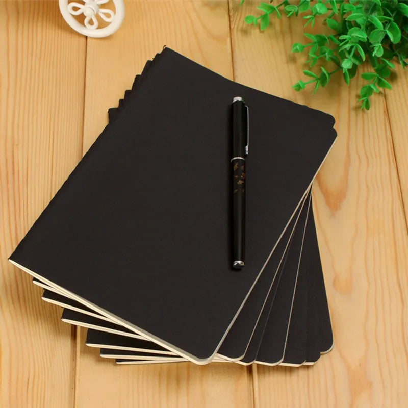 A6 Retro Blank Paper Notebook Diary Blank Sketchbook For Graffiti Painting Drawing Black Cover 88 Pages Office School Stationery