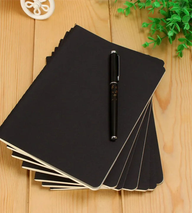 A6 Retro Blank Paper Notebook Diary Blank Sketchbook For Graffiti Painting Drawing Black Cover 88 Pages Office School Stationery