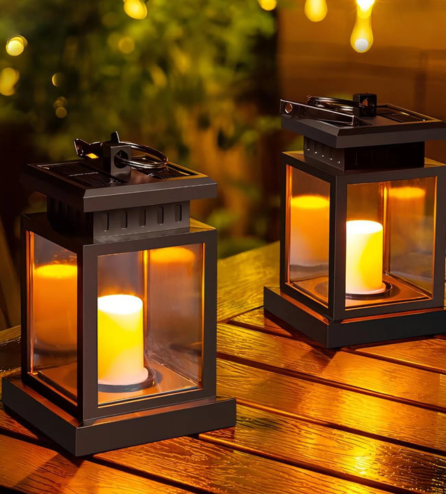 LED Solar Lights Candle Lantern Outdoor Palace Lantern Garden Lamp With Hook Landscape Lighting Floor Lights Waterproof Christma