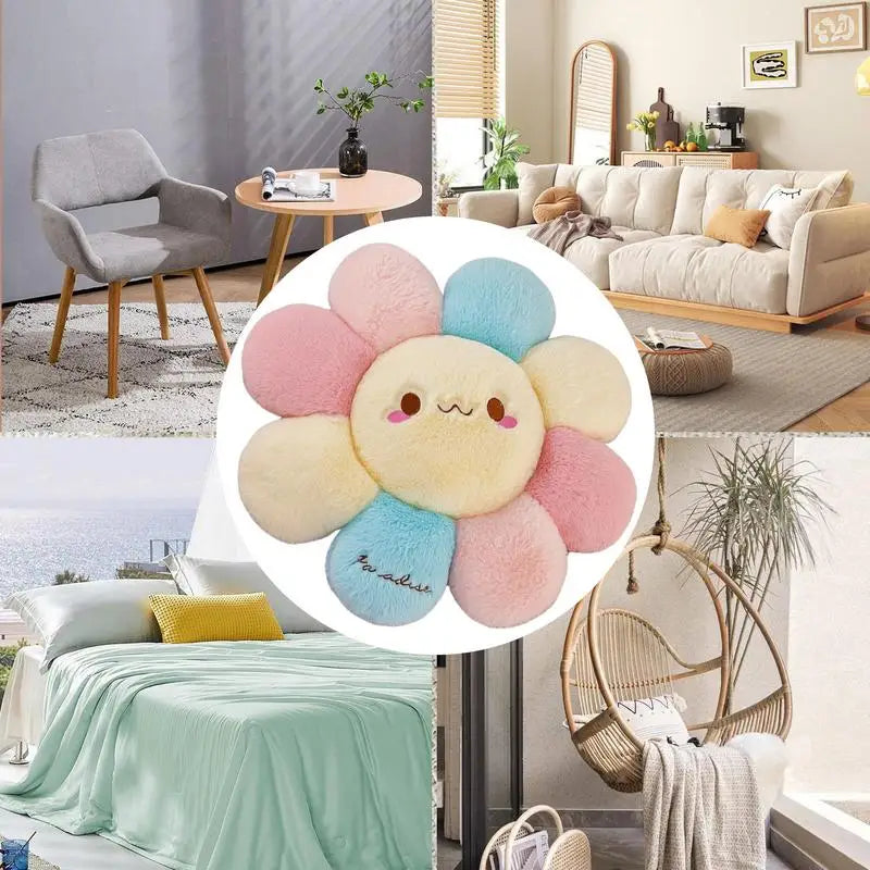 Cute Sunflower Cushion Flower Plush Pillow Seat Cushion Plush Throw Pillow Napping Pillow Backrest Plush Cushion For Bedroom