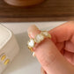 2024 New Korean Oil Dropping Shell Love Metal Opening Ring Fashionable Elegant Simple Geometric Ring Women's Jewelry