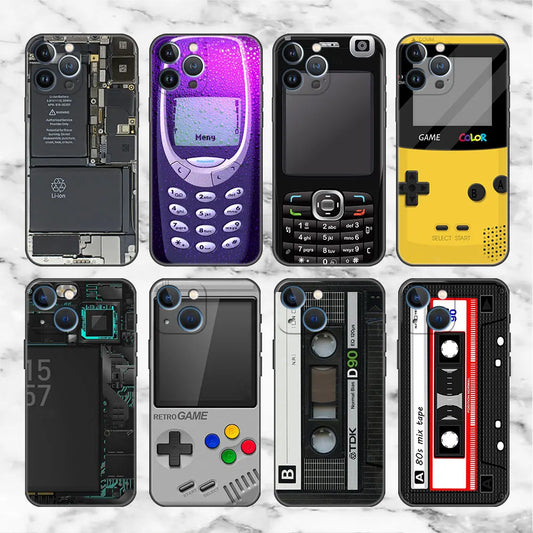 Black Soft Case for Apple iPhone 13 14 12 11 15 14Pro Max mini 7 8 6 6S Plus XR X XS Max cell Phone fundas Retro Camera Music