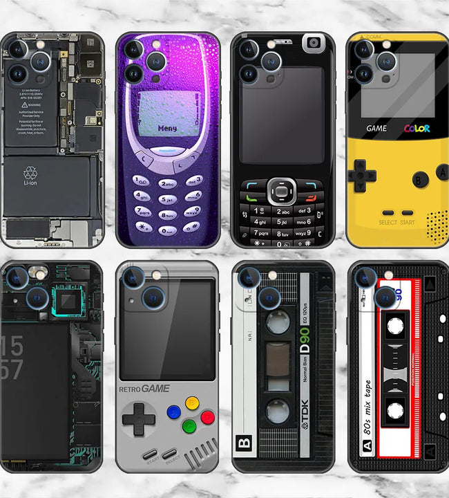 Black Soft Case for Apple iPhone 13 14 12 11 15 14Pro Max mini 7 8 6 6S Plus XR X XS Max cell Phone fundas Retro Camera Music