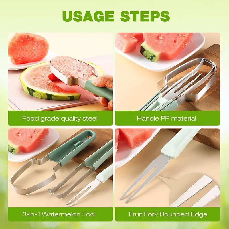 3 In 1 Watermelon Artifact Set Save Time Effort Cutting Watermelons Tool Summer Melon Cutting Artifact Essential Kitchen Tools