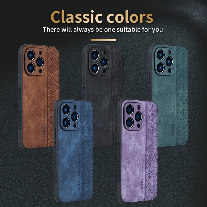 Iphone 11Case for IPhone  15 14Pro Max 13 12 11 Plus XS X XR 8 7 SE20 Luxury Leather Business Elite Shock Proof Cell Phone Cases