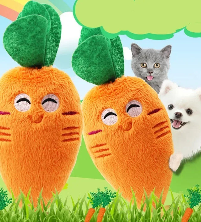 Orange Cute Puppy Pet Supplies Carrot Vegetables Shape Plush Chew Squeaker Sound Squeaky Interaction Dog Toys Gift Dog Accessor