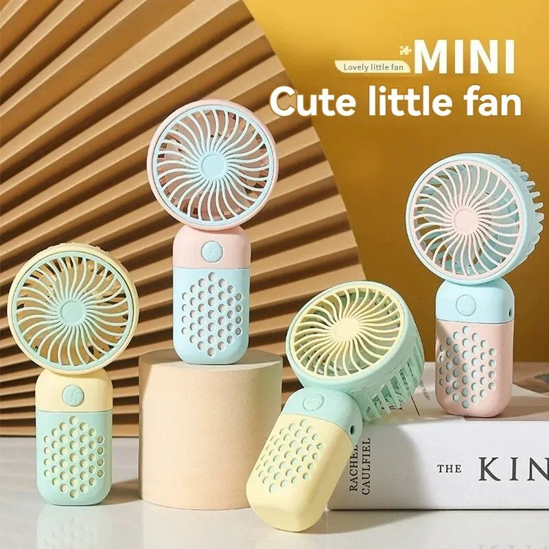 2024 New Handheld Charging Fan Cartoon Cute Small Student Charging Small Fan Portable Mini USB Fan Mini Pocket