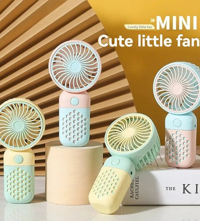 2024 New Handheld Charging Fan Cartoon Cute Small Student Charging Small Fan Portable Mini USB Fan Mini Pocket