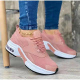 Sneakers 2024 New Fashion Wedge Platform Plus Size Casual Sports Shoes Women Lace-up Mesh Breathable Women's Vulcanized Shoes