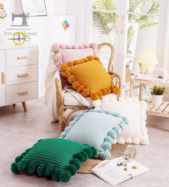 Simple Nordic Knitting Square Throw Pillow Net Red INS Style Sofa Seat Cushion Bed Back Pillow In Home Stay Villa