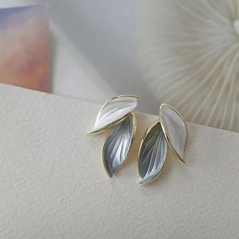 New Fashion Trend S925 Silver Needle Unique Design Romantic Exquisite Simple Blue Tree Leaf Earrings Women's Jewelry Party Gift