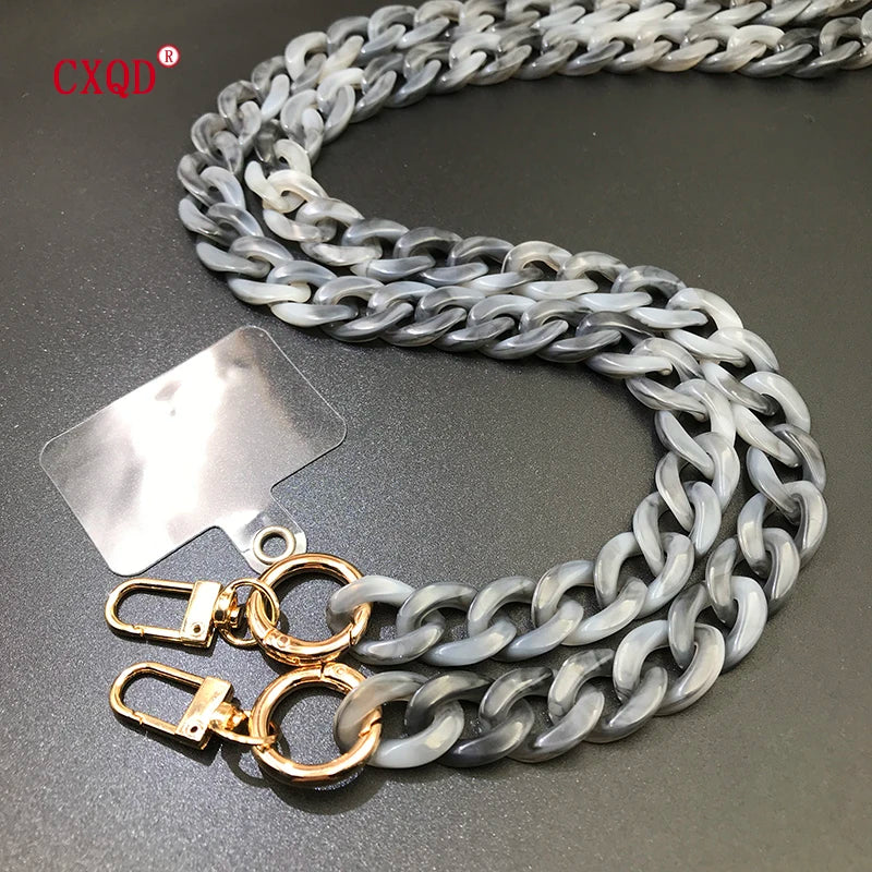 125cm Bevel Design Anti-lost Phone Lanyard Rope Neck Strap Colorful Portable Acrylic Cell Phone Chain Accessories Gifts Outdoor