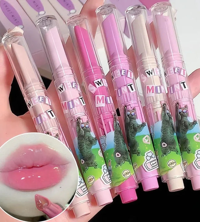 Moisturizing Jelly Mirror Lipstick Waterproof Lasting Clear Heart-shaped Solid Lip Gloss Pen Non-stick Cup Lips Tint Makeup