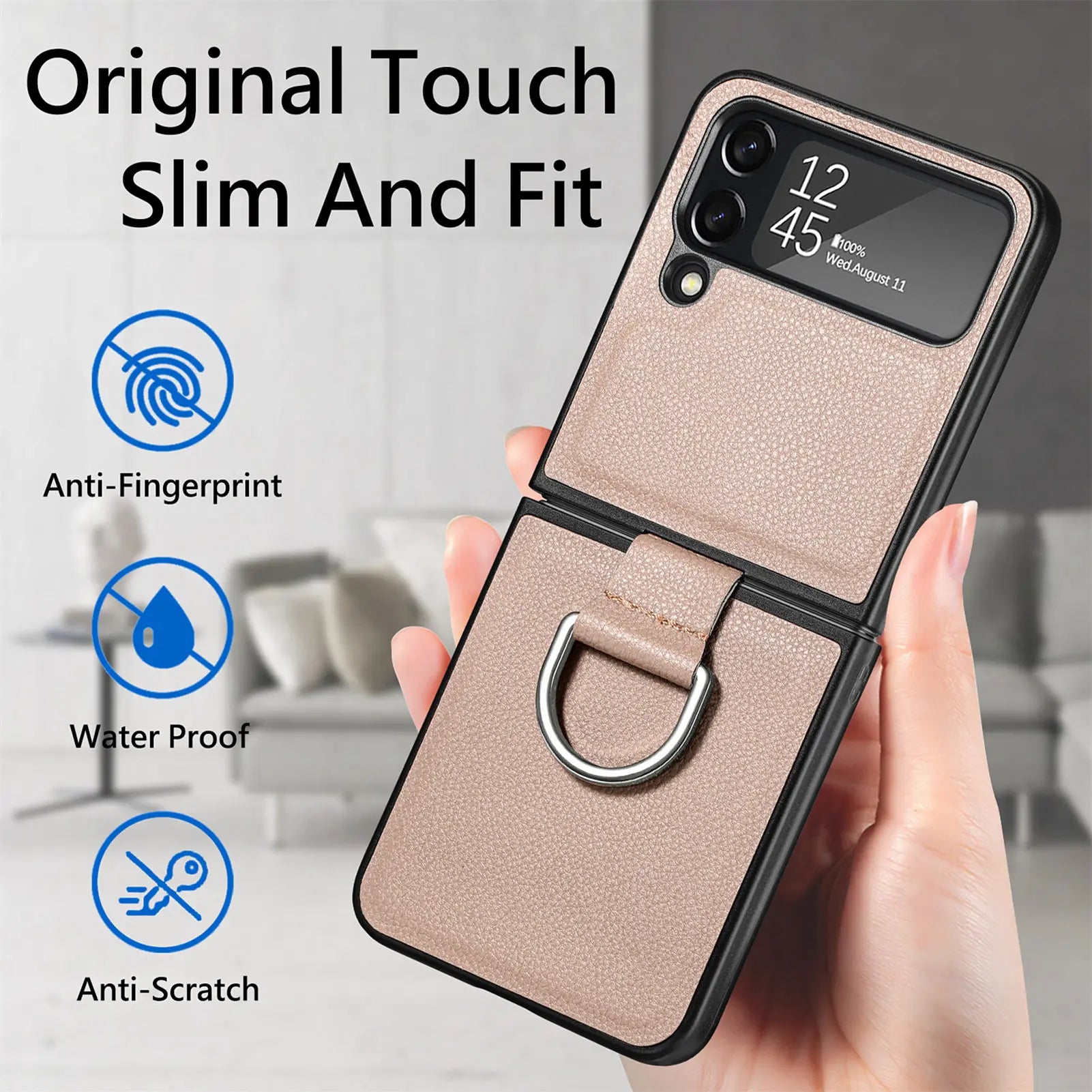 Lightweight Thin Leather Cell Phone Case for Samsung Galaxy Z Flip 6 5 4 5G flip6 Flip5 Flip4 Flip 3 Flip3 Anti-Falling Cover