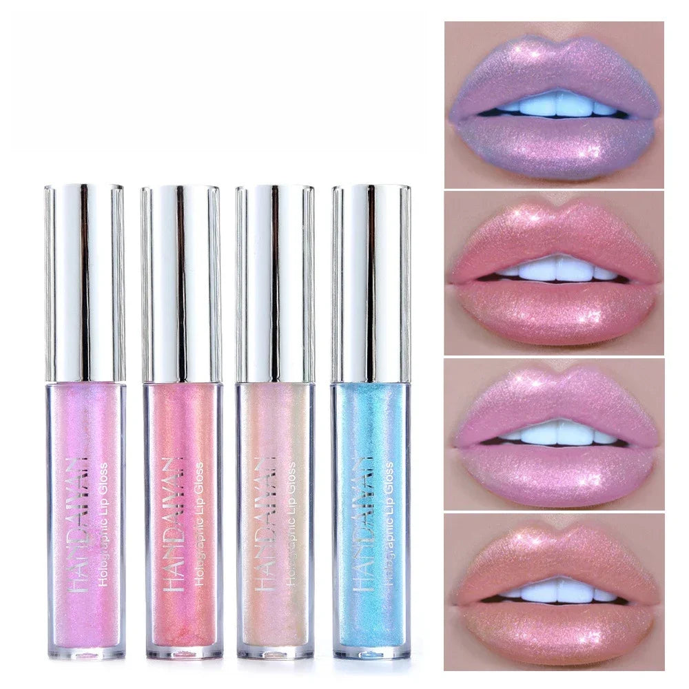 Diamond Shimmer Lip Gloss Laser Holographic Lip Gloss Liquid Lipstick Mermaid Pigment Longlasting Glitter Lip Gloss Lip Makeup