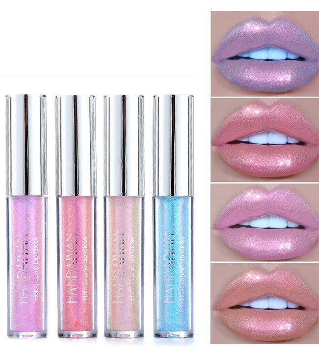 Diamond Shimmer Lip Gloss Laser Holographic Lip Gloss Liquid Lipstick Mermaid Pigment Longlasting Glitter Lip Gloss Lip Makeup