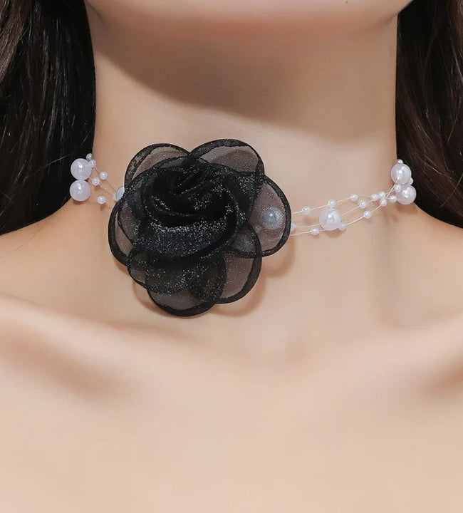 Goth Black Lace Flower To The Neck Chains Lace Choker Necklace For Women Fashion Neck Jewelry Party Gift Necklace With A Flower