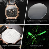 OLEVS New Quartz Watch for Men Chronograph Clock Waterproof Luminous Leather Strap Men's Wristwatch 42mm Dial Man Dress Watches