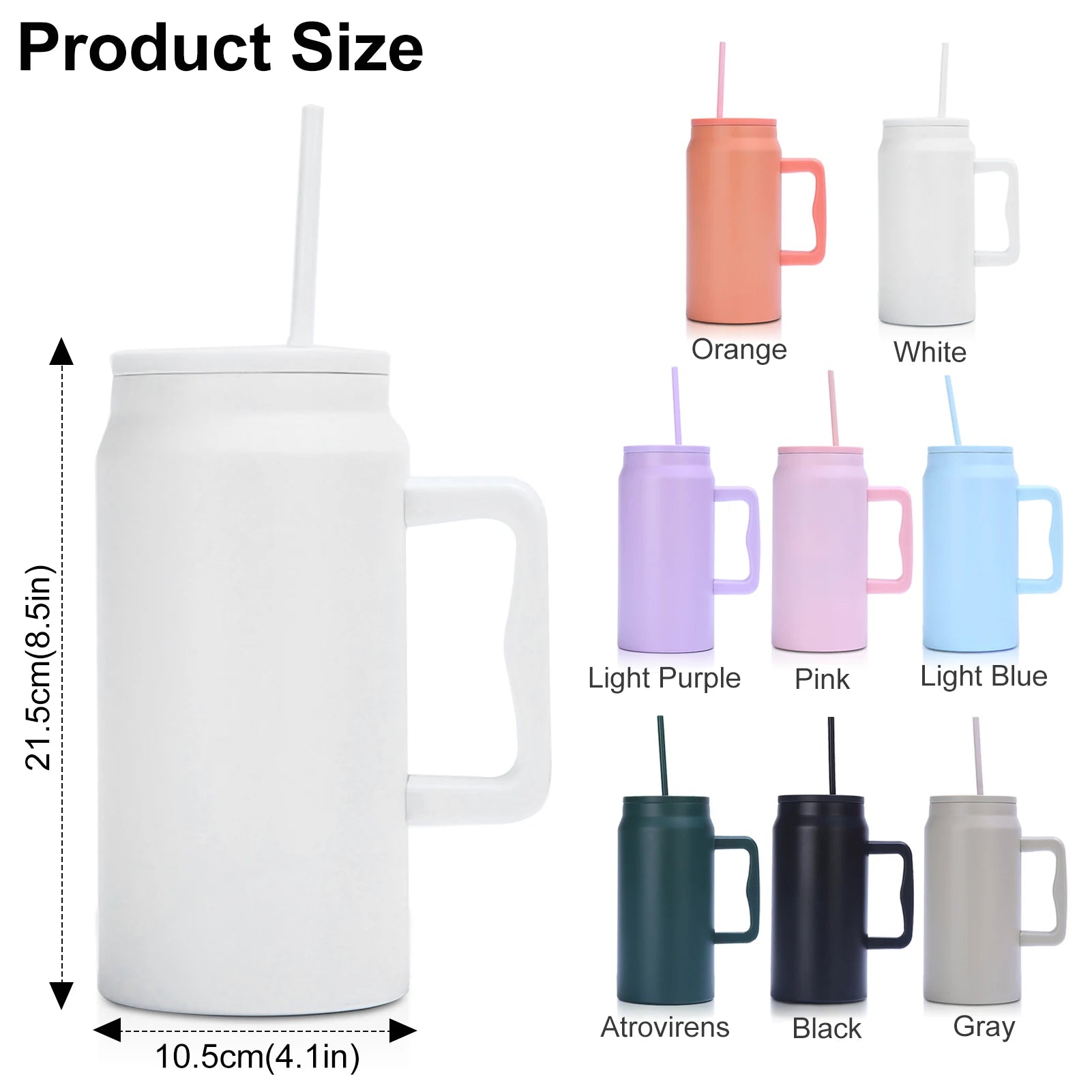 50Oz Stainless Steel Thermos Cup Portable Vacuum Insulated Water Cup Large Capacity Thermos Bottle with Straw for Fitness Office