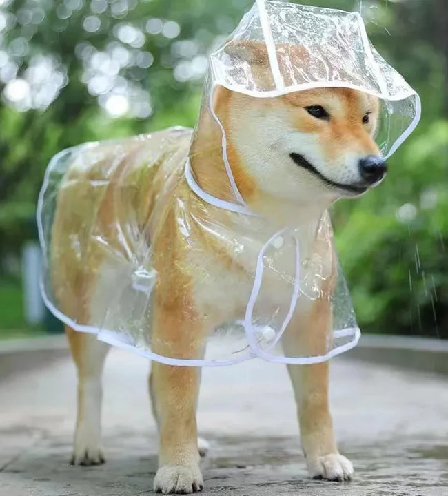 Pet Dog Puppy Transparent Rainwear Raincoat Pet Hooded Waterproof Jacket Clothes Soft PVC Small Dogs Raincoat Puppy Rain Poncho