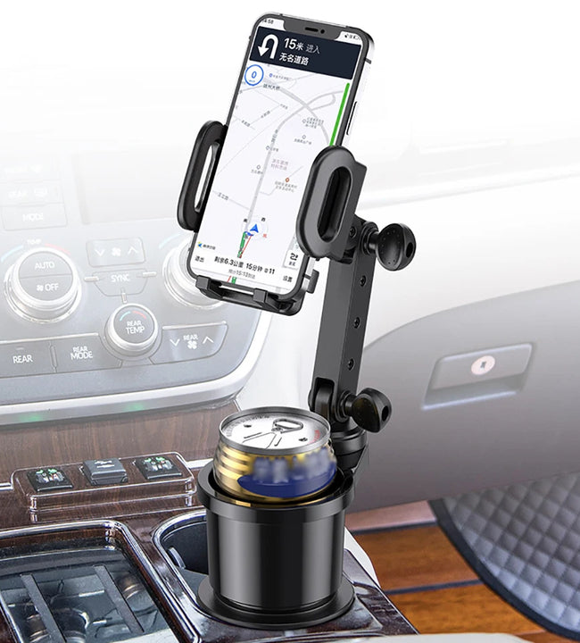 OUTMIX Car Cup Holder Expander with Cell Phone Mount 360 Rotation Cup Holder Expander Smartphone Mount Auto Interior Accessories