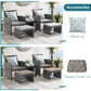 5 Piece Patio Furniture Set, Wicker Outdoor Conversation Chair and Ottoman Set with Coffee Table, Pillows Included,Light Grey