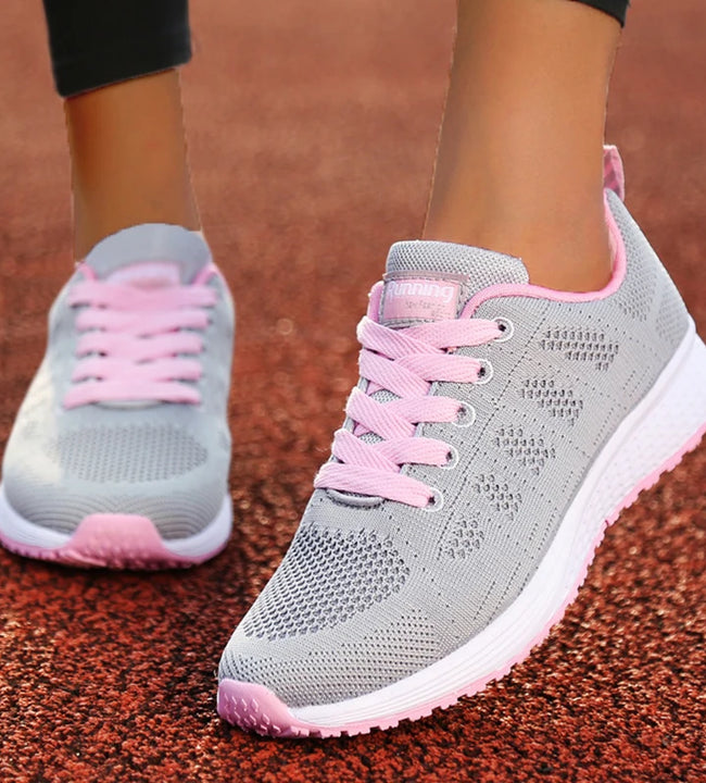 Women's Sneakers Fashion 2024 New Breathable Trainers Soft Women Sneakers Mesh Fabric Lace Up Shoes For Women Female Footwear