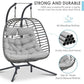 Double Swing Egg Chair with Stand,Chair for 2 People,Porch Loveseat with Thick Cushion and Sturdy Steel Stand for Indoor Outdoor