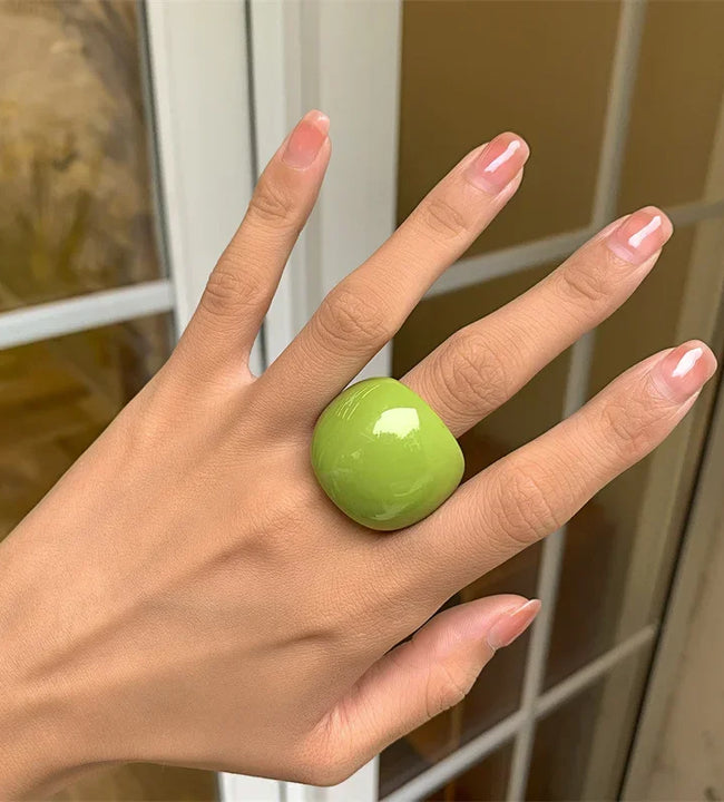 Classic Candy Color Acrylic Ring Exaggerated Geometric Ring Hand Jewelry Wholesale Women's Accessories