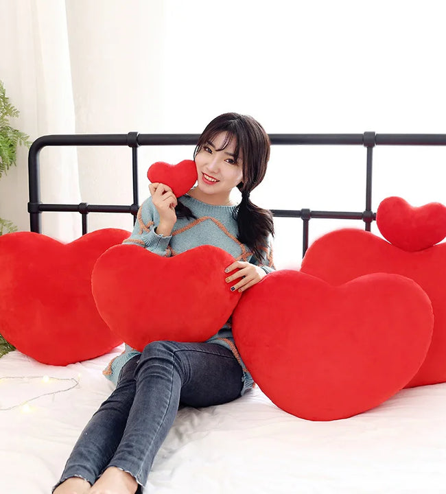 Plush Cute Pillow Toy for Lover Kids Friends Festival Kids Friends Gift Soft Plush Stuffed Red Love Heart Shape Pillow Toys