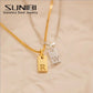 SUNIBI Initial Necklace Engraved A-Z Alphabet Charm Necklace Box Chain Stainless Steel Women's Minimalism Jewelry Gift Wholesale