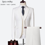 Luxury 3 piece men's wedding suit fashion men's slim solid color business office suit sets large size men Blazer+ pants + vest