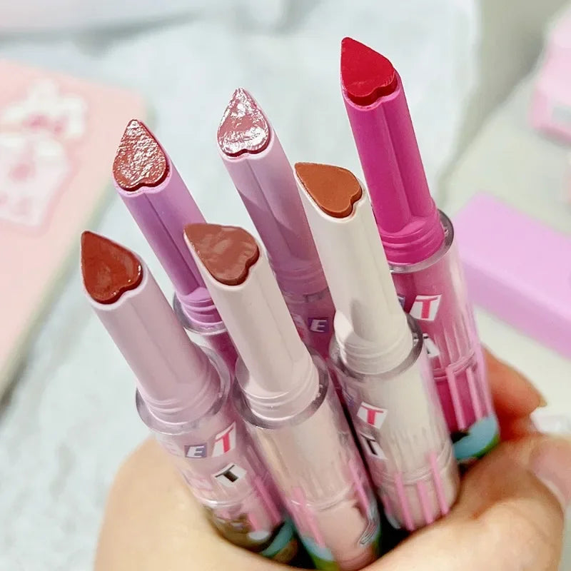 Moisturizing Jelly Mirror Lipstick Waterproof Lasting Clear Heart-shaped Solid Lip Gloss Pen Non-stick Cup Lips Tint Makeup