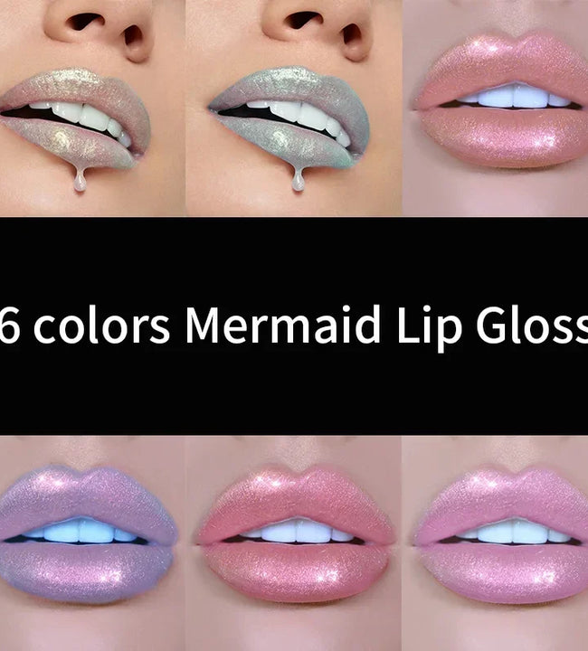 Diamond Shimmer Lip Gloss Laser Holographic Lip Gloss Liquid Lipstick Mermaid Pigment Longlasting Glitter Lip Gloss Lip Makeup