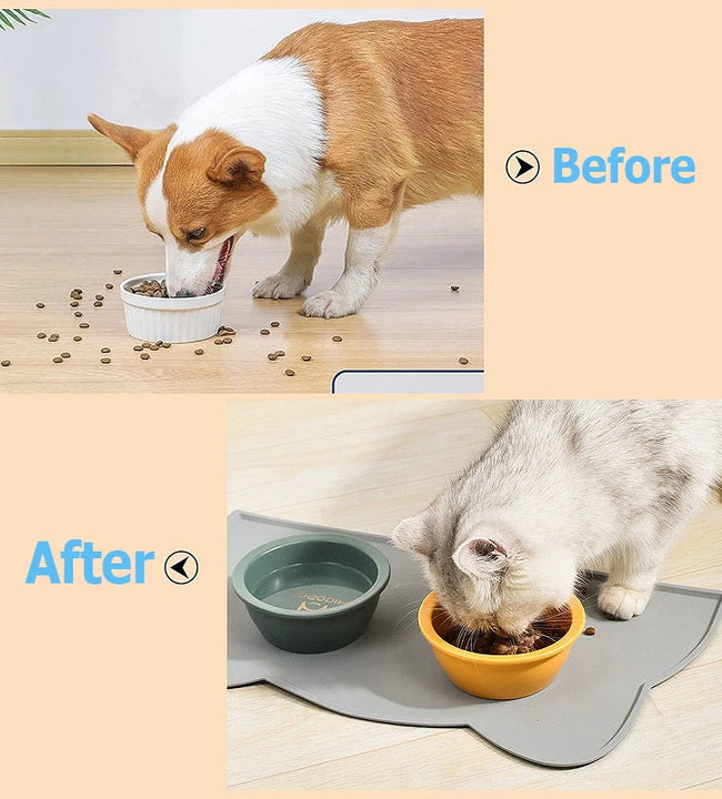 Silicone Pet Feeding Dog Cat Bowl Food Mat Non-Stick Waterproof Pet Food Feeding Pad Puppy Feeder Tray Water Cushion Placemat