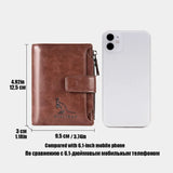 Genuine Leather Men's Wallet Luxury Short RFID Card Holder for Men Zipper Coin Purse Portable Male Wallets Billfold