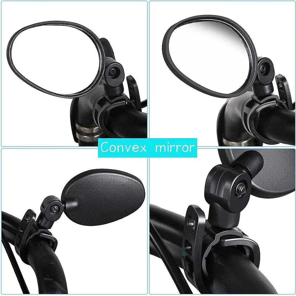 1pcs Bike Rearview Mirror 360° Adjustable Rotatable Handlebar Convex Mirror Safe Wide Angle For Bicycle Cycling Outdoor Sports