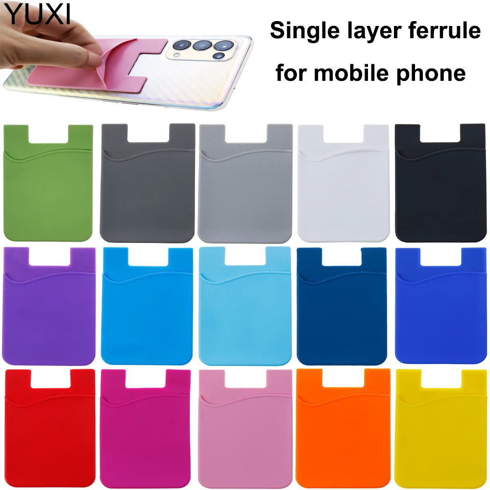 Silicone Mobile Phone Back Pocket Women Men Card Holder Case Soft Elastic Non-slip Cell Phone Stick Adhesive Card Holder Wallet