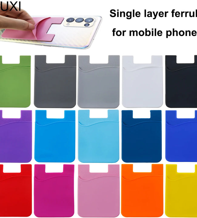 Silicone Mobile Phone Back Pocket Women Men Card Holder Case Soft Elastic Non-slip Cell Phone Stick Adhesive Card Holder Wallet