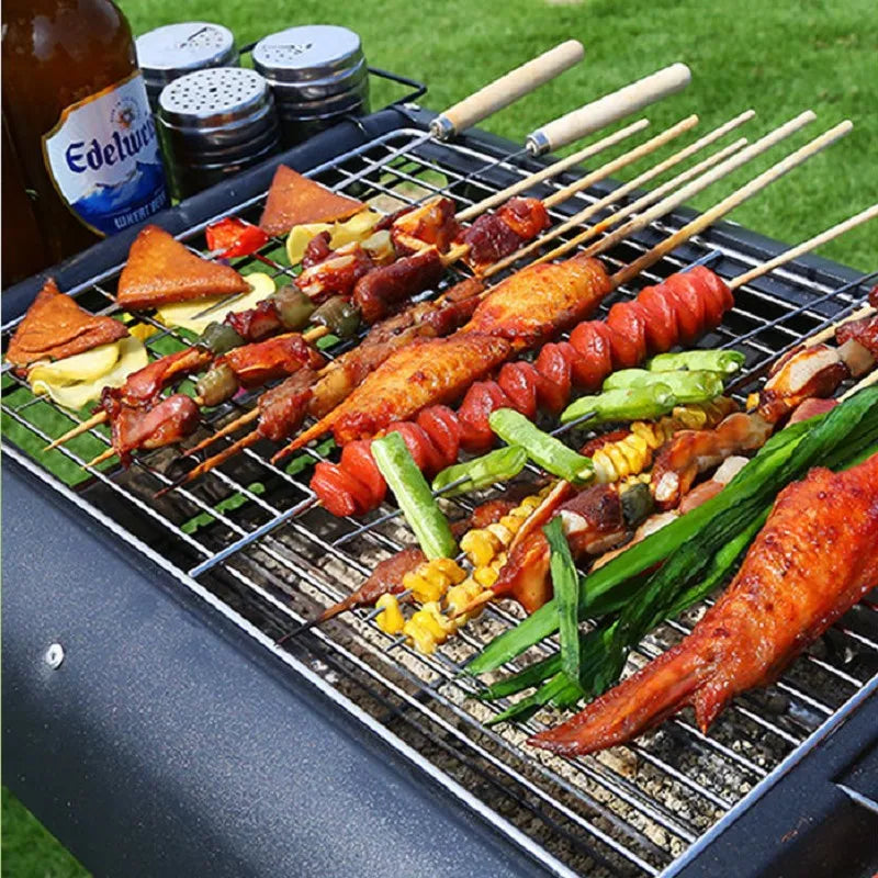 Home Outdoor Multifunctional Portable Barbecue Rack Charcoal Smokeless Barbecue Skewers Thickened Stainless Steel Barbecue Stove