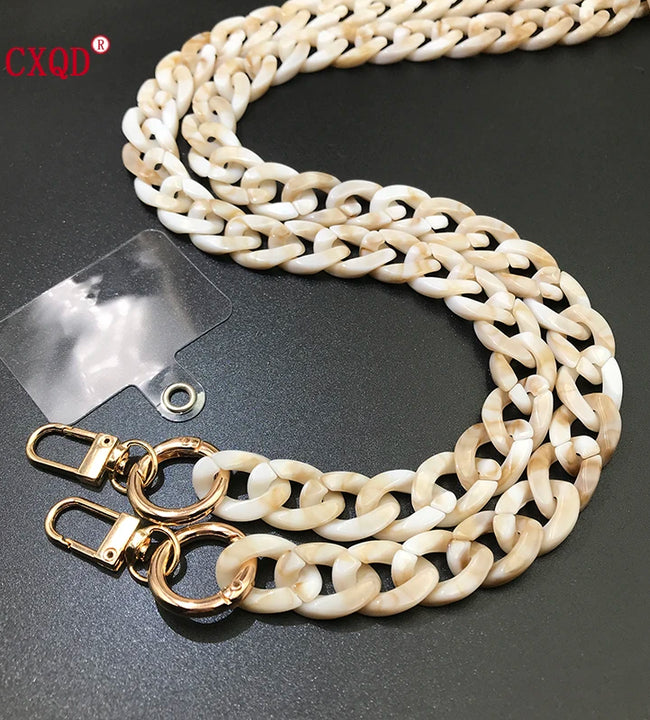 125cm Bevel Design Anti-lost Phone Lanyard Rope Neck Strap Colorful Portable Acrylic Cell Phone Chain Accessories Gifts Outdoor