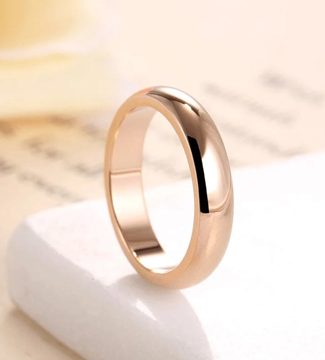 High quality 4mm Wholesale Simple Ring Fashion Rose Gold Ring Men's and Women's Exclusive Couple Wedding Ring