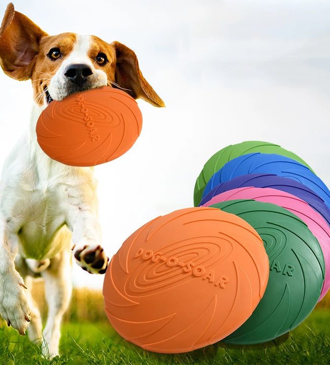 Dog Toy Flying Disc Silicone Material Sturdy Resistant Bite Mark Repairable Pet Outdoor Training Entertainment Throwing Type Toy